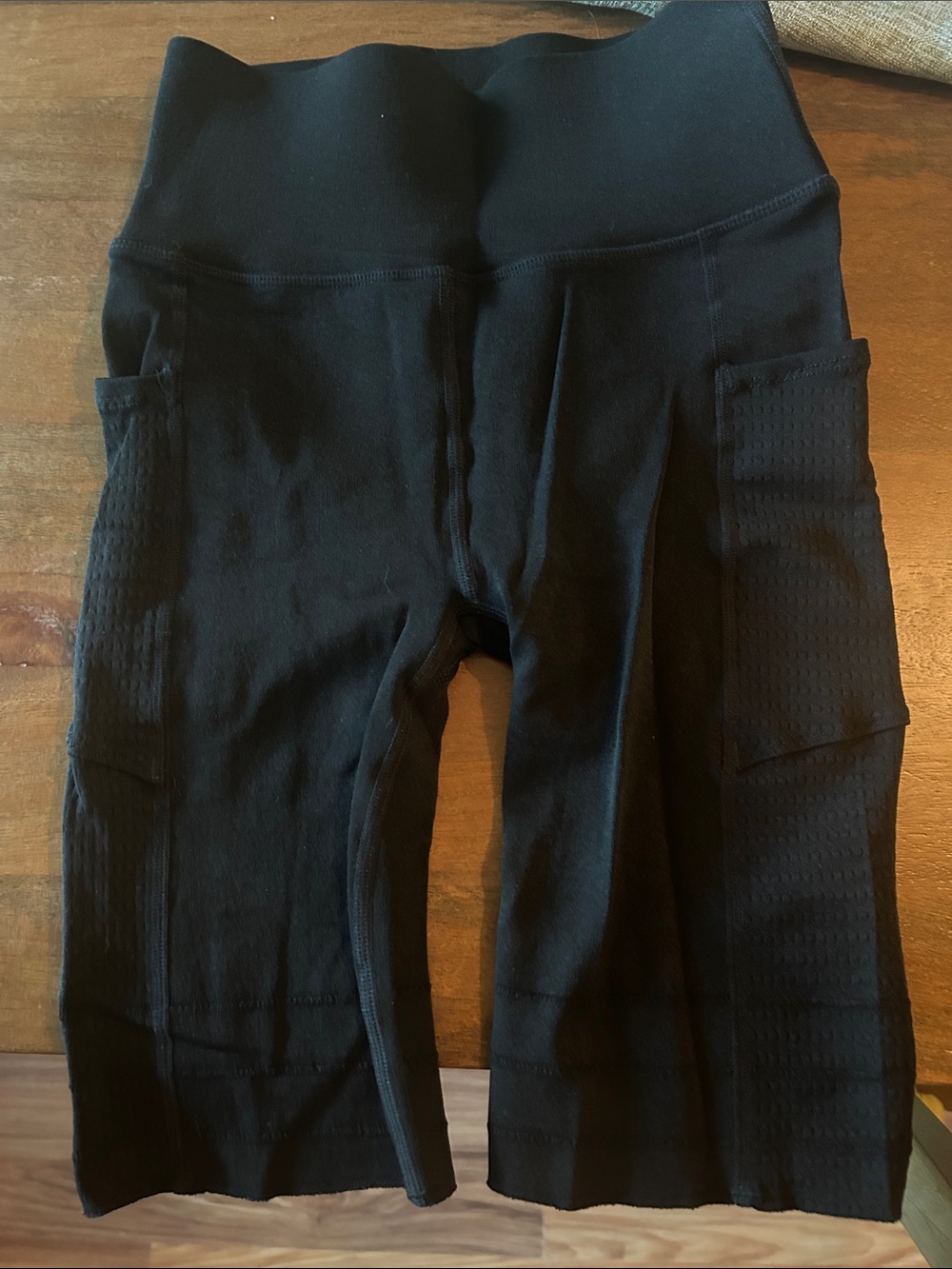 Fabletics Black High-Waist Bike Shorts with Side Pockets